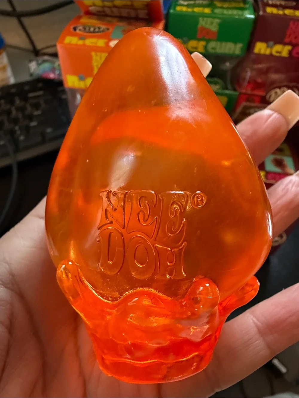 Orange Super Solid Squish! Ice Cube Toy
